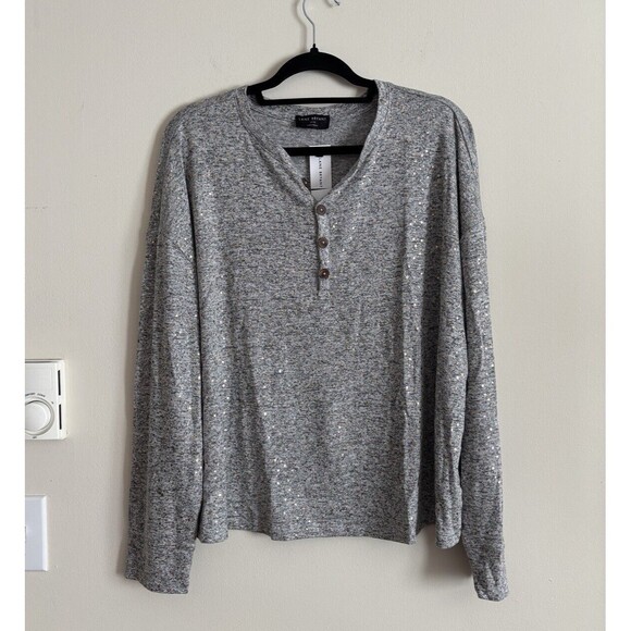 NWT Lane Bryant Plus Size 3X 18/20 Top Gray Copper Metallic Long Sleeve Stretch - Picture 1 of 5